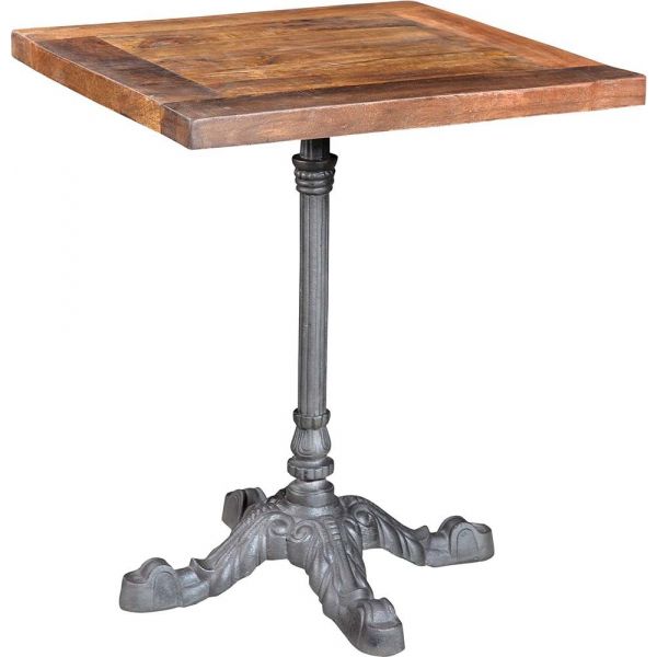 Table bistrot carrée pieds en fer forgé