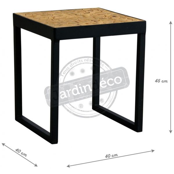 Table carrée en métal plateau 
