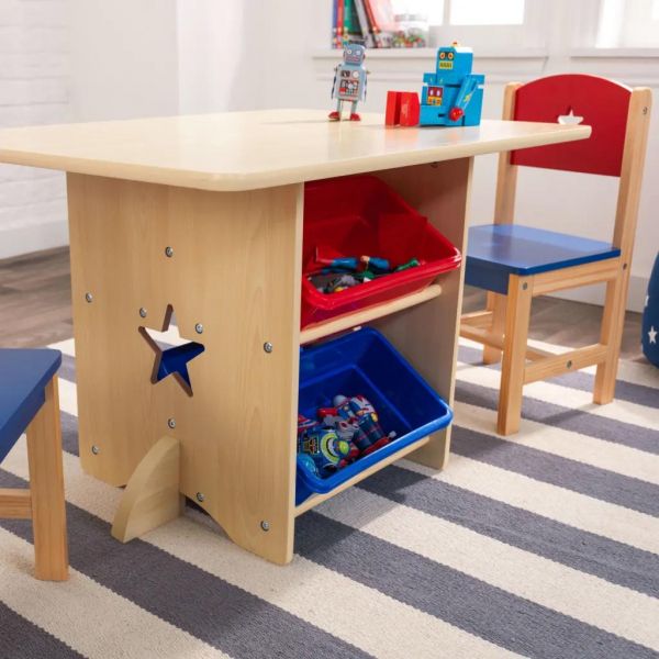 Table, chaises et bac rangement enfant en bois - 6