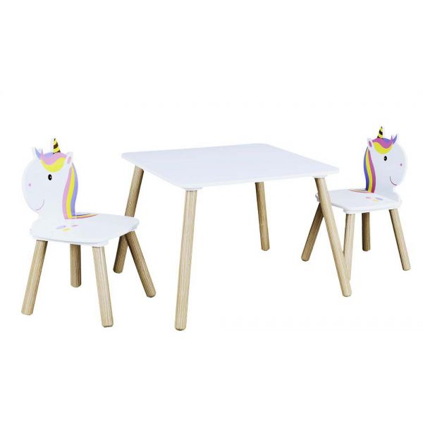 Table et 2 chaises en bois licorne Lily