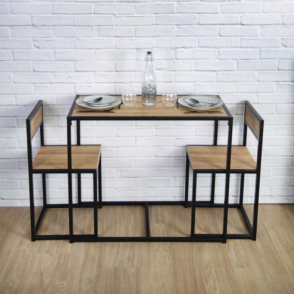 Table et 2 chaises et bois et métal Otis - THE HOME DECO FACTORY