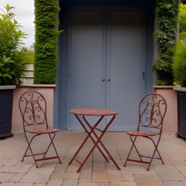 Table et chaises de jardin en métal laqué