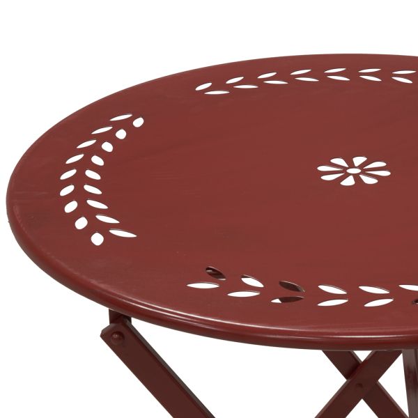 Table et chaises de jardin en métal laqué rouge - AUB-5082