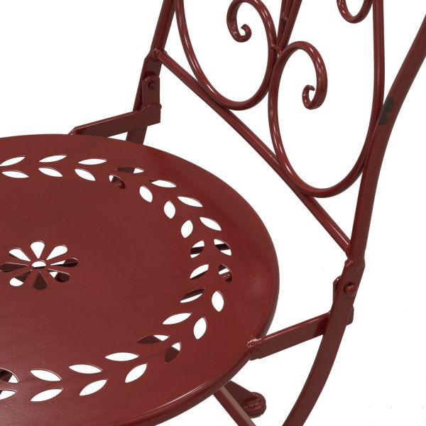Table et chaises de jardin en métal laqué rouge - AUBRY GASPARD