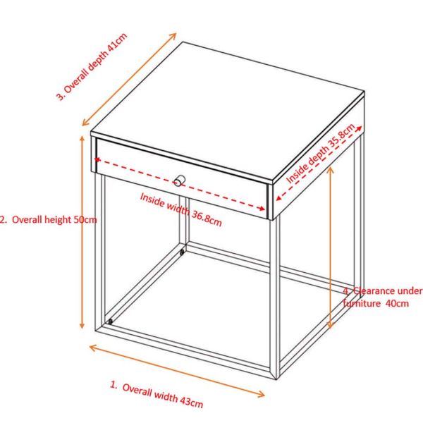 Table de chevet en acier Bakal - VEN-0143