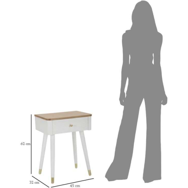 Table de chevet en bois de frêne Matera 45 x 32 x 62 cm - MAU-0836