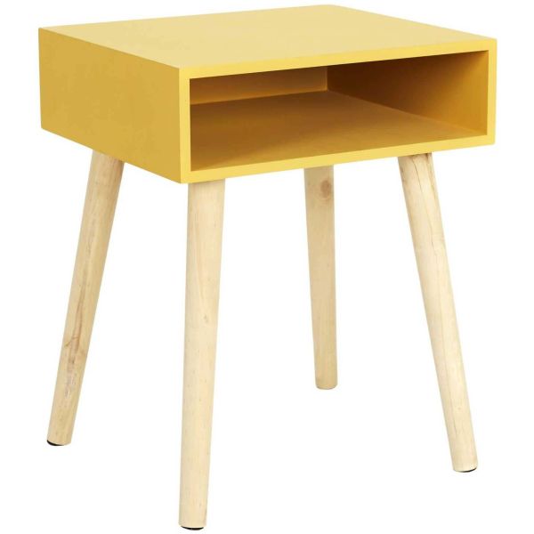 Table de chevet en bois niche colorée
