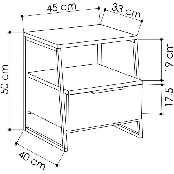 Table de chevet avec rangements Pal - ASI-1537