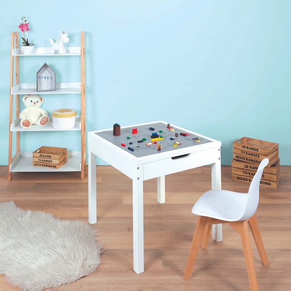Table enfant rangement intégré plateau compatible briques construction - THE HOME DECO KIDS