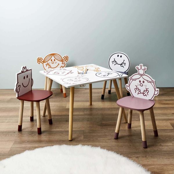 Table pour enfants avec pot à crayon intégré Monsieur Madame Monsieur  Madame