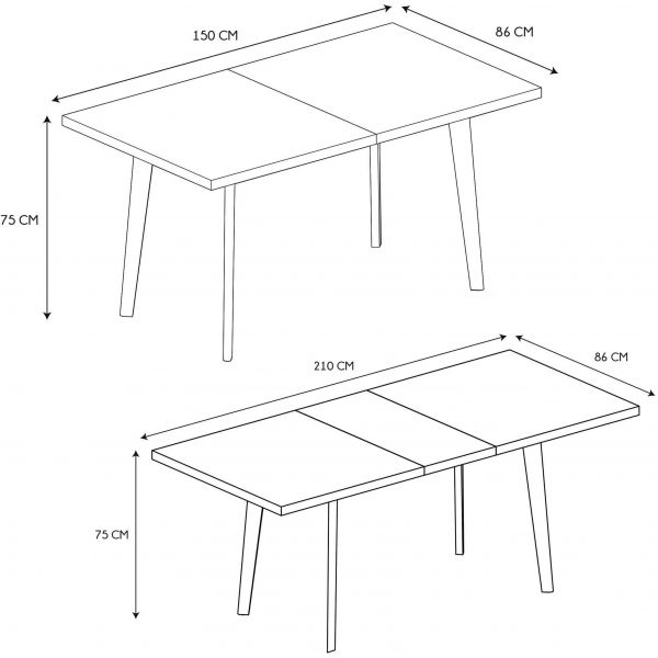 Table extensible plateau en bois 6 à 8 personnes Forest - CMP-3571