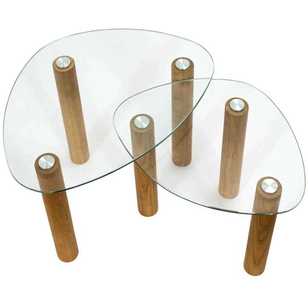 Table gigogne galet en verre trempé Clara (Lot de 2) - 83,90