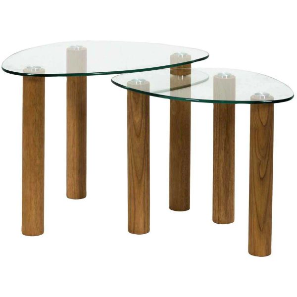 Table gigogne galet en verre trempé Clara (Lot de 2)