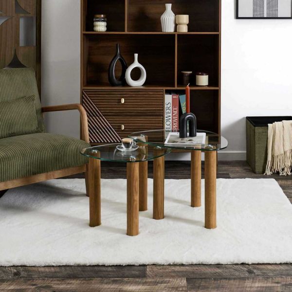 Table gigogne galet en verre trempé Clara (Lot de 2) - THE HOME DECO FACTORY
