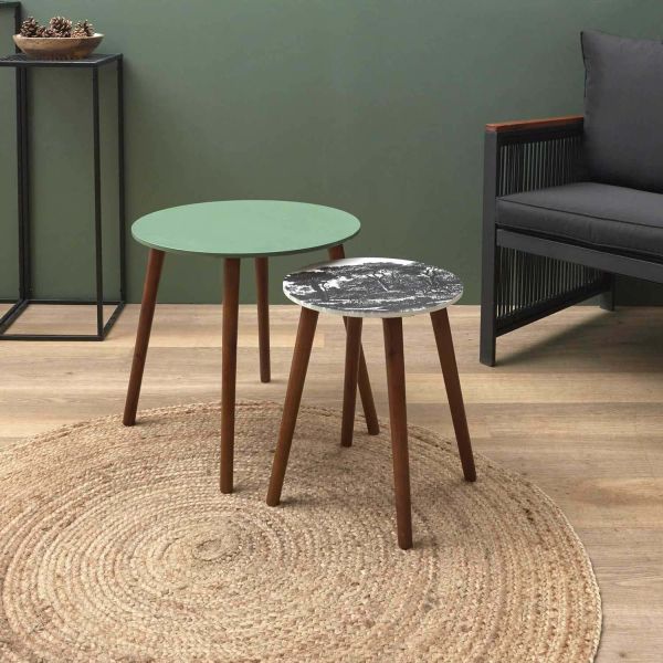 Table gigogne pieds en bois foncé (Lot de 2) - THE HOME DECO FACTORY