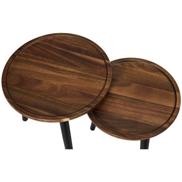 Table gigogne ronde en acacia (Lot de 2) - CMP-5171