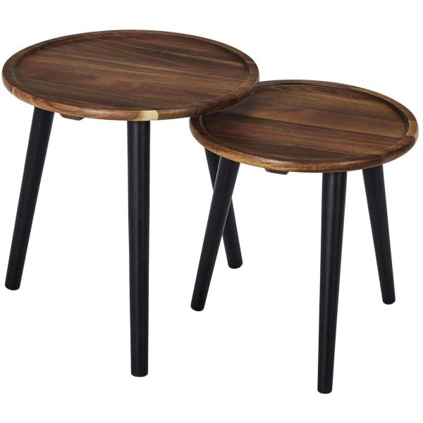 Table gigogne ronde en acacia (Lot de 2)