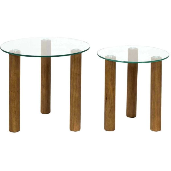 Table gigogne ronde en verre trempé Clara (Lot de 2) - CMP-5231