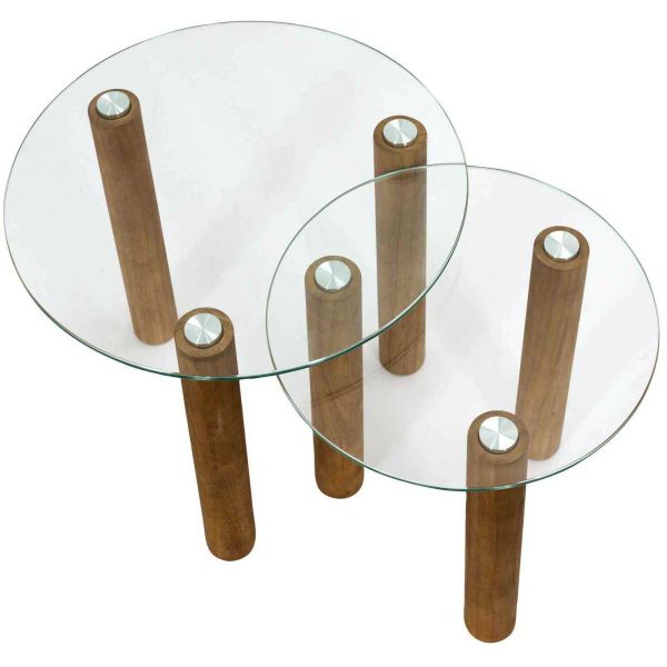 Table gigogne ronde en verre trempé Clara (Lot de 2) - 83,90