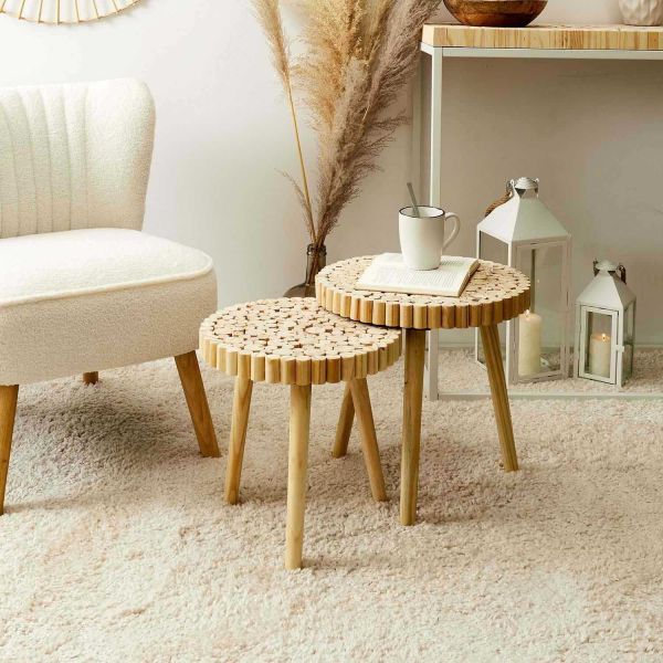 Table gigogne rondin en bois 40 cm - THE HOME DECO FACTORY