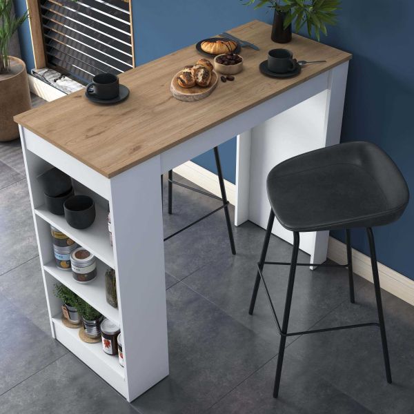 Table haute de cuisine avec étagères Janey - HANAH HOME