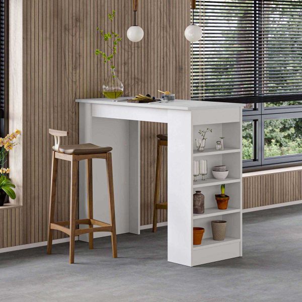 Table haute avec étagères en agglomère Swallow - HANAH HOME
