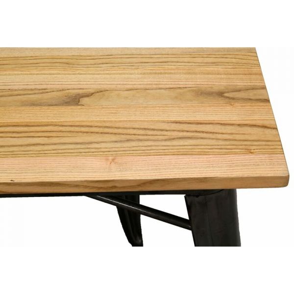 Table industrielle en métal et bois d'orme huilé - AUBRY GASPARD