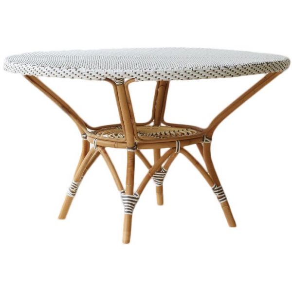 Table de jardin en rotin danielle (blanc dominant)