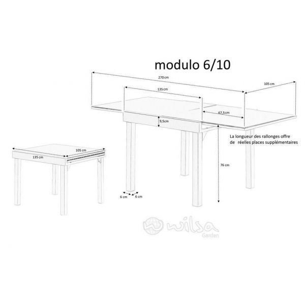 Table jardin Modulo 6 à 10 personnes - WIS-0176