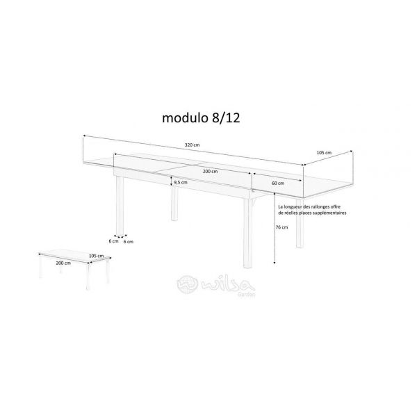 Table jardin Modulo 8 à 12 personnes - WIS-0207