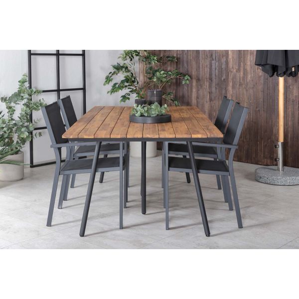 Table de jardin en acier et acacia 200 x 100 cm chan