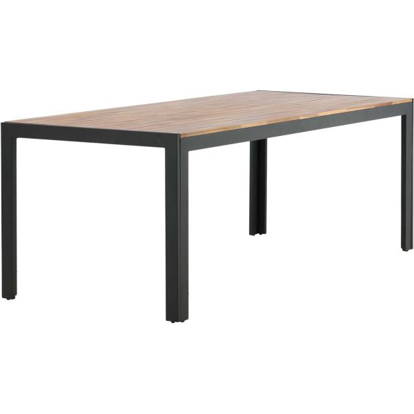 Table de jardin en aluminium et acacia 205 x 90 cm Bois - VEN-0555
