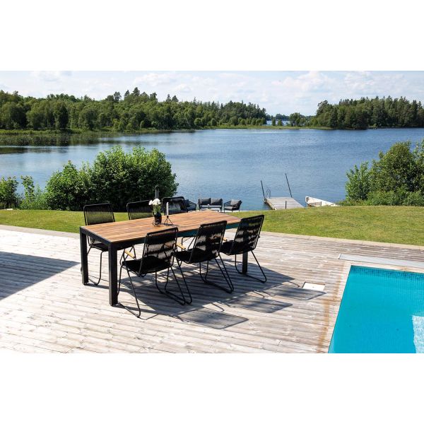 Table de jardin en aluminium et acacia 205 x 90 cm Bois - VENTURE HOME