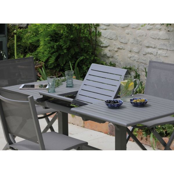 Table jardin en aluminium allonge papillon Sotta 110-150 cm - PRL-0910