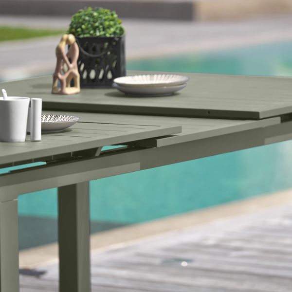 Table de jardin en aluminium anthracite avec rallonge automatique 240 à 300 cm Miami - DCB-0143