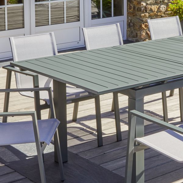 Table de jardin en aluminium anthracite avec rallonge automatique 240 à 300 cm Miami - 989