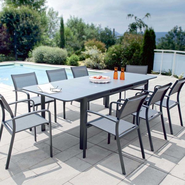 Table de jardin extensible en aluminium anthracite Milos - 8