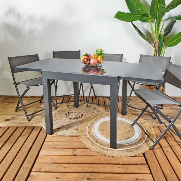 Table de jardin extensible en métal Haria 80 x 80 x 75 cm - THE HOME DECO FACTORY