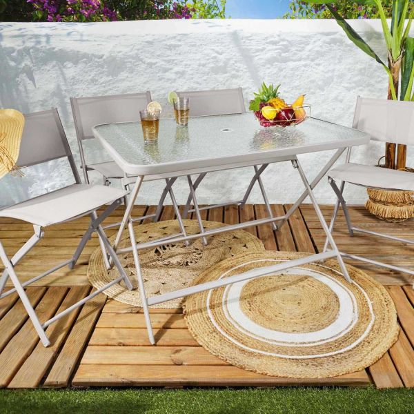 Table de jardin en métal et verre trempé Formentera 110 x 70 cm - 7