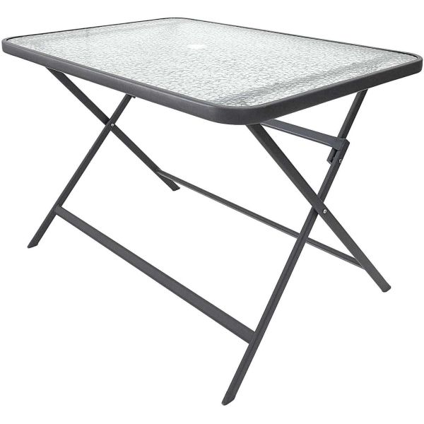 Table de jardin en métal et verre trempé Formentera 110 x 70 cm - CMP-5267