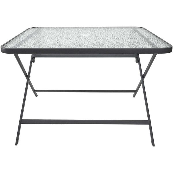Table de jardin en métal et verre trempé Formentera 110 x 70 cm