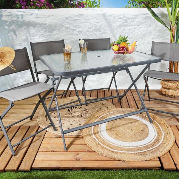 Table de jardin en métal et verre trempé Formentera 110 x 70 cm - 7