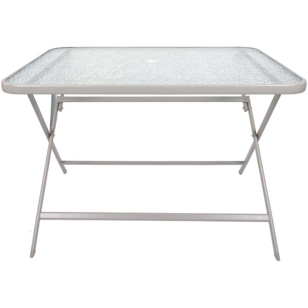 Table de jardin en métal et verre trempé Formentera 110 x 70 cm