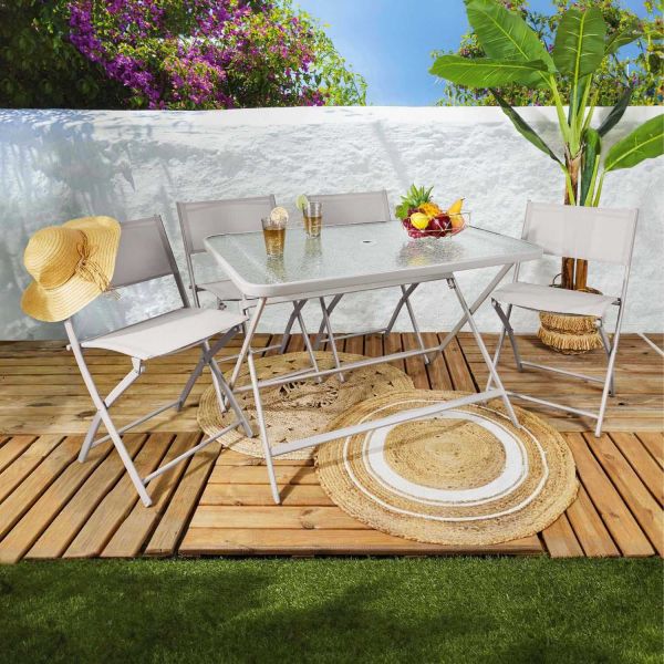 Table de jardin en métal et verre trempé Formentera 110 x 70 cm - THE HOME DECO FACTORY