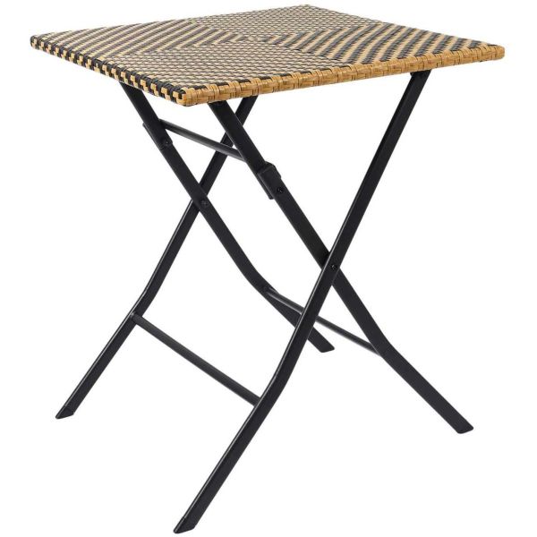 Table de jardin pliable plateau tressé