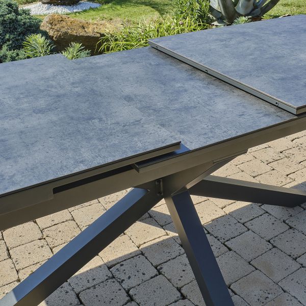 Table de jardin avec rallonge automatique en aluminium et HPL Caicos - 5