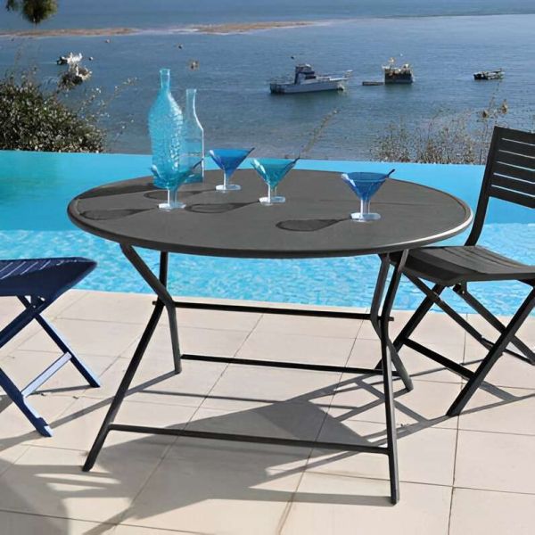 Table de jardin ronde en aluminium 4 personnes Globe - PROLOISIRS