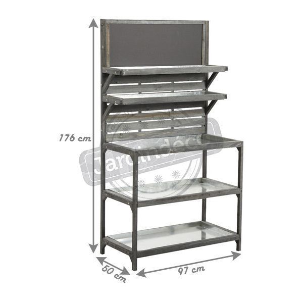 Table de jardinage en bois vieilli et zinc - AUBRY GASPARD