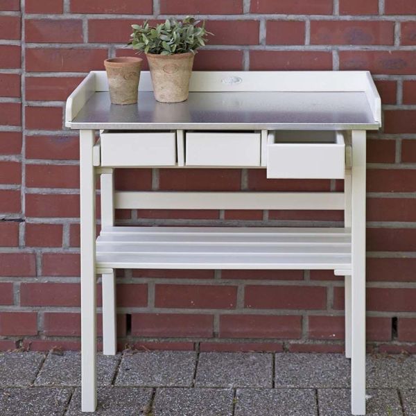 Table de jardinage en pin et zinc - 5