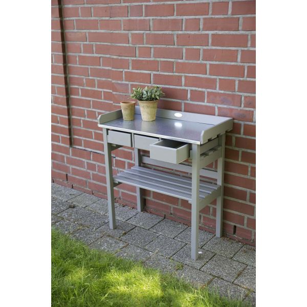 Table de jardinage en pin et zinc - ESS-0522